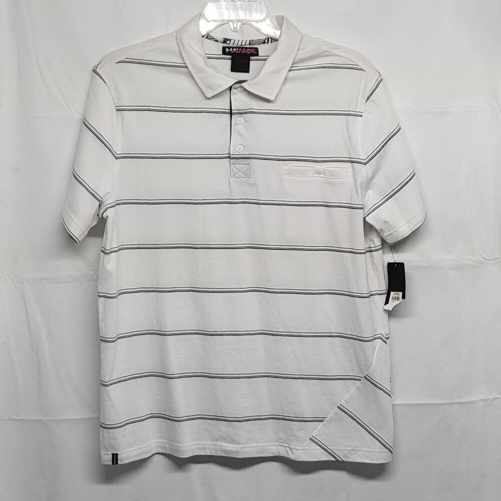 Tony Hawk Polo Shirt Mens XXL Short Sleeve Striped White Cotton